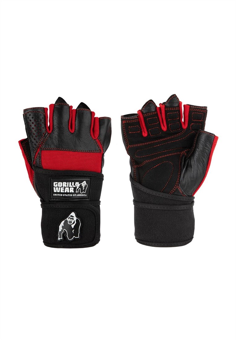 Dallas Wrist Wraps Gloves - Black/Red - XL Gorilla Wear