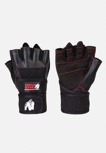 Dallas Wrist Wrap Fitnesshandschoenen - Zwart/Rode Stiksels