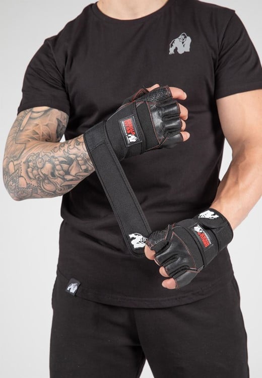 Dallas Wrist Wraps Gloves Red Stitched