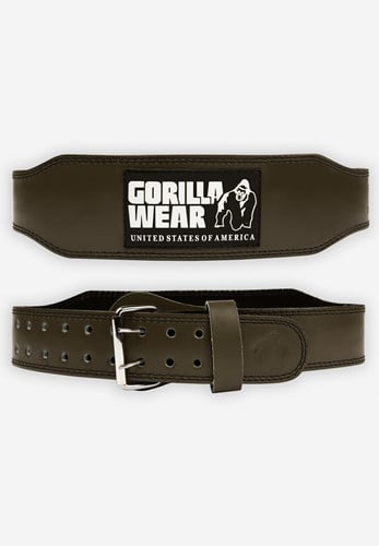 Gorilla Wear 4 Inch Padded Leather Lifting Belt - Army Green