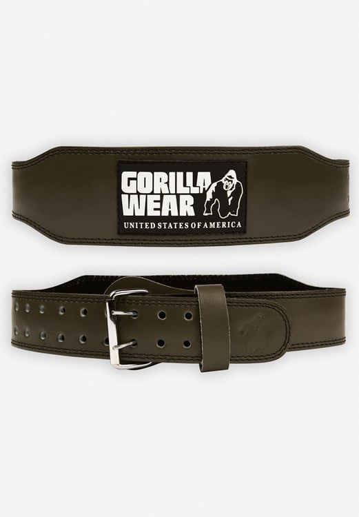 Ceinture de Levage Cuir Rembourree 4 Pouces Gorilla Wear - Vert Armee - S/M