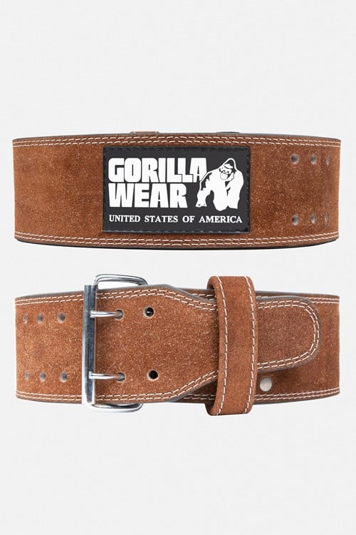 Gorilla Wear 4 Zoll Ledern Gewichthebergürtel - Braun - S/M