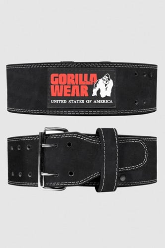 Gorilla Wear 4 Zoll Ledern Gewichthebergürtel - Schwarz