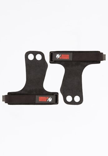 2-Hole Leren Lifting Grips - Zwart