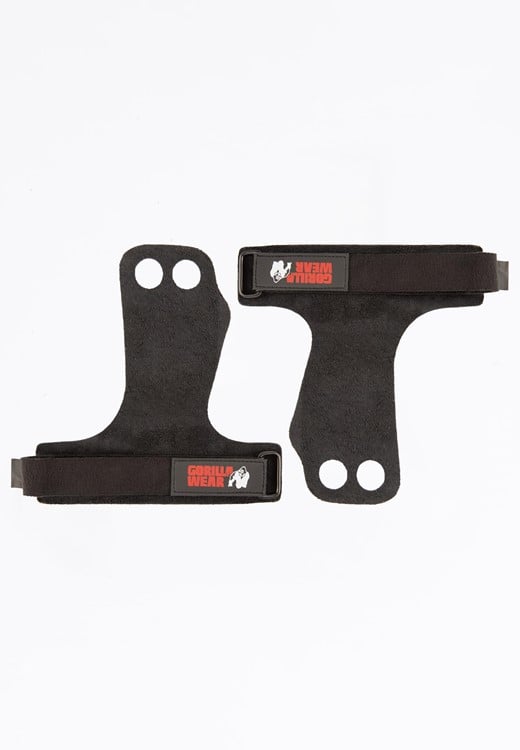 2-Hole Leren Lifting Grips - Zwart - S