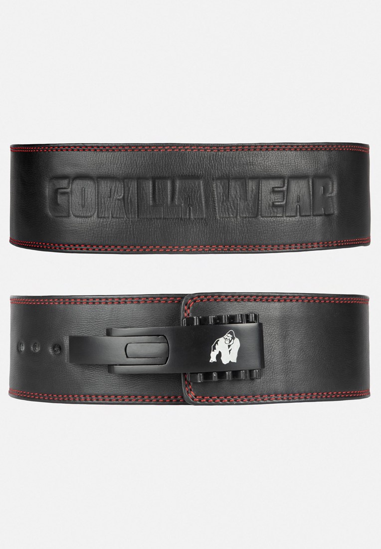 Gorilla Wear 4 Inch Premium Leather Lever Belt - Black - L/XL