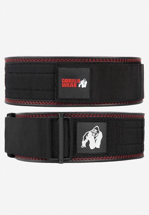 Gorilla Wear 4 Zoll Premium Leder Gewichthebergürtel - Schwarz - S/M