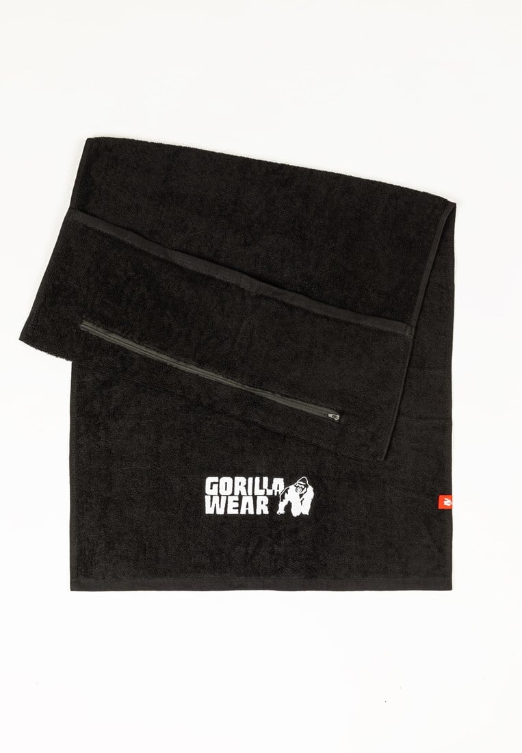 Sports towel with zip pocket outlet
