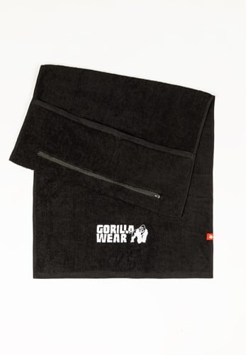 Serviette de Gym avec Poche Zippee - Noir