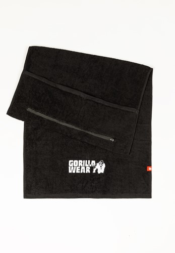 Toalla Deportiva Con Bolsillo Con Cremallera - Negro