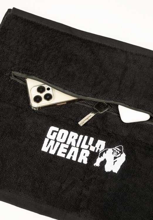 Zip Pocket Gym Towel - Black-2