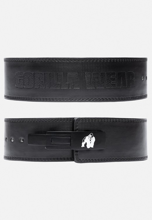 Gorilla Wear 4 Zoll Carbon Leder Hebelgürtel - Schwarz - S