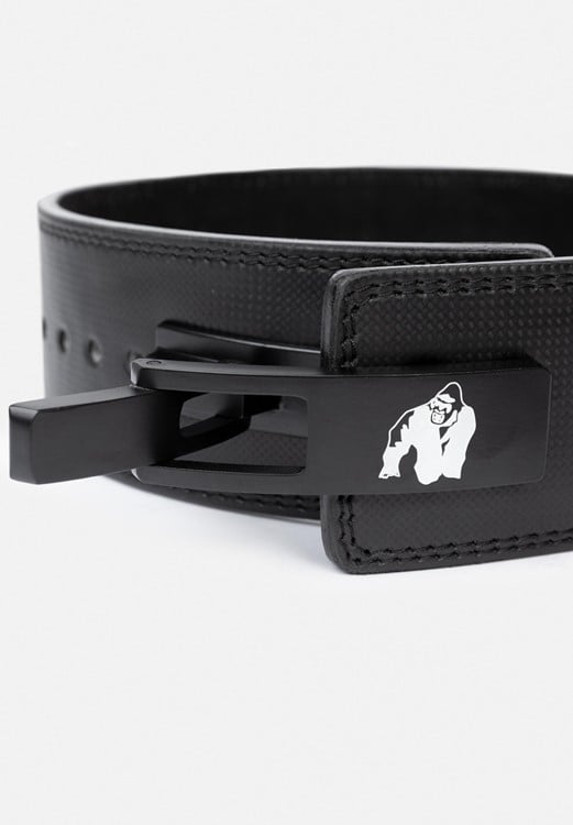 4 Inch Carbon Leather Lever Belt Black