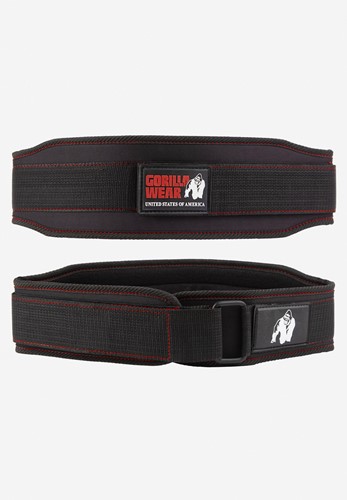 Cinturon De Levantamiento Para Mujer De 4 Pulgadas - Negro Con Costuras Rojas