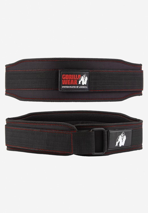 Gorilla Wear 4 Zoll Damen Gewichthebergürtel - Schwarz/Rote Stiche - S