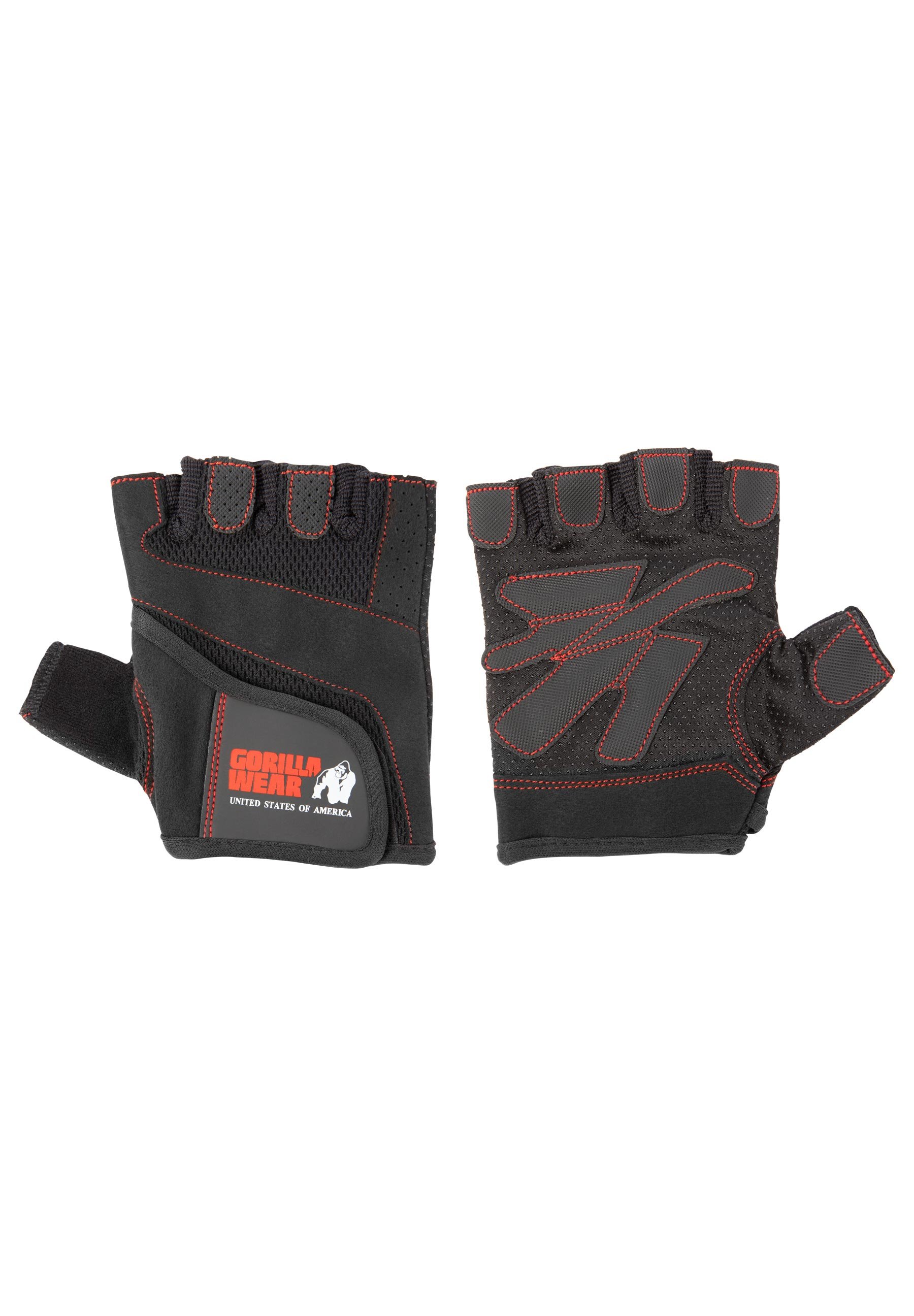 Women's Fitness Gloves - Black/Red Stitched 6016