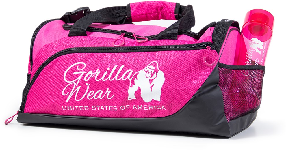 pink and black gym bag