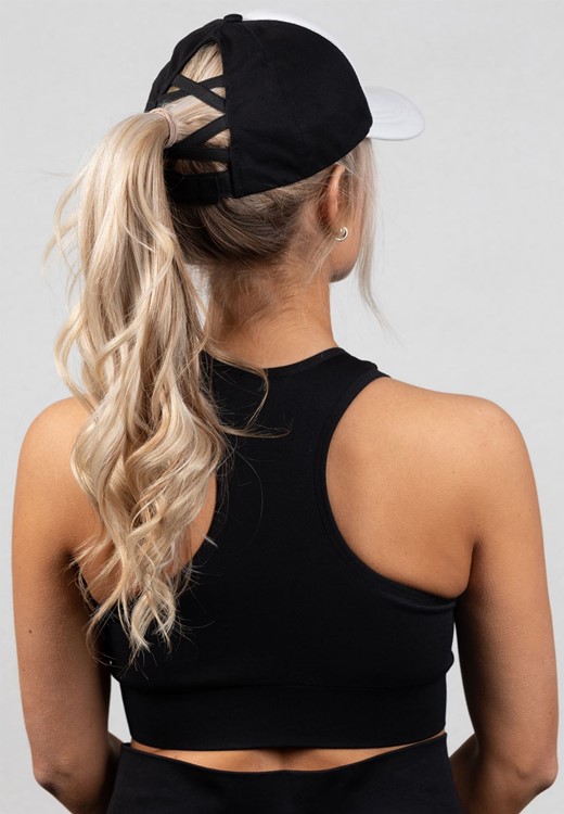 Sharon Ponytail Cap - White/Black-2