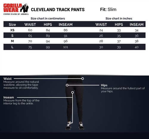 Cleveland pants Size Chart