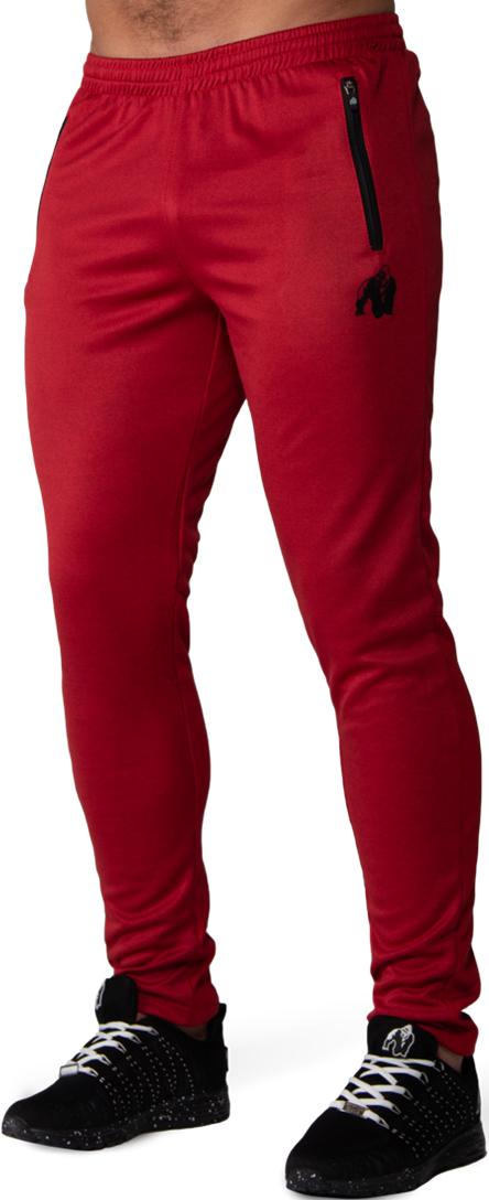 red and black track pants