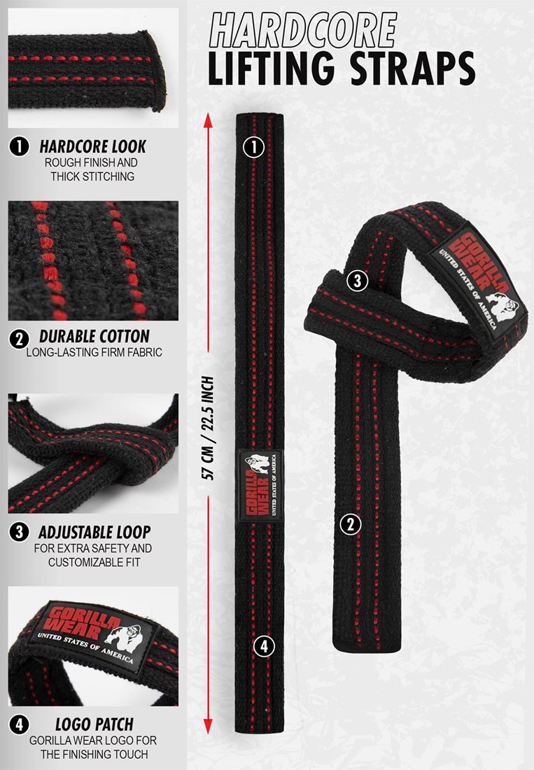 Padded Lifting Straps – Red – Gorilla Wear, straps gym hombre