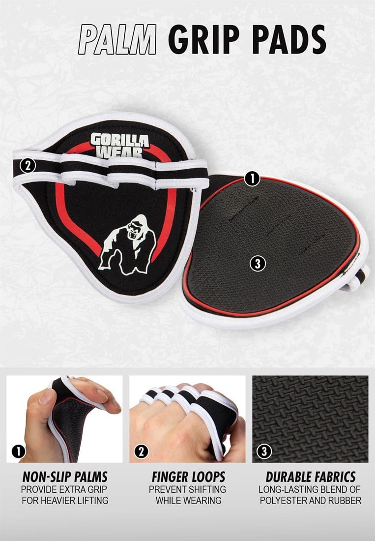 Palm Grip Pads - Black/Red Gorilla Wear