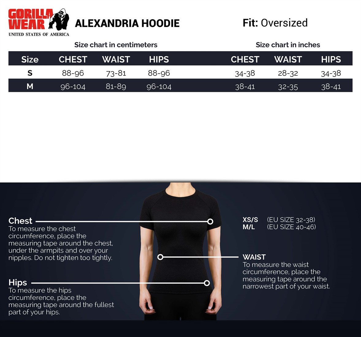 Oversized Hoodie Size Chart