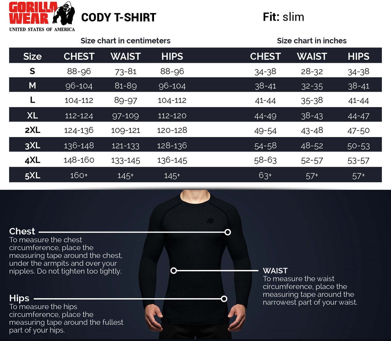 5xl Shirt Size Chart