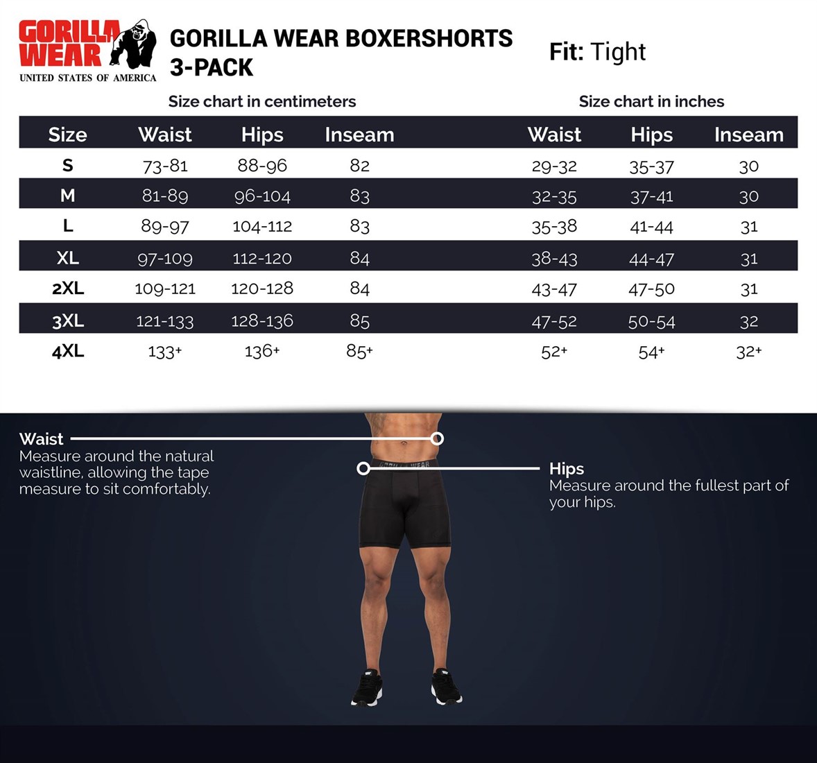 Gorilla Wear Boxershorts 3-Pack - Black Gorilla Wear