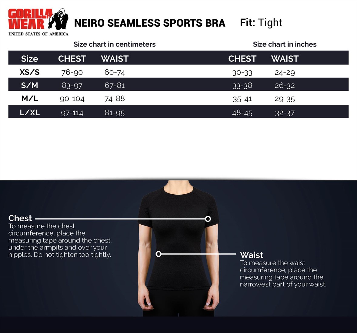 xl sports bra size chart