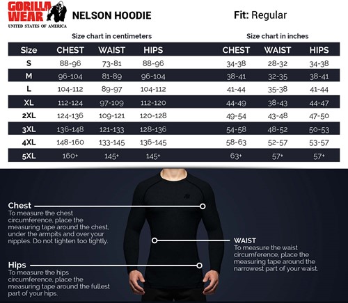 sizechart nelson hoodie