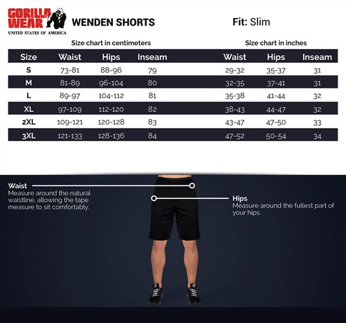 Wenden Shorts Sizechart