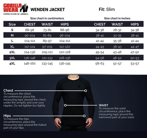 Wenden Jacket Sizechart