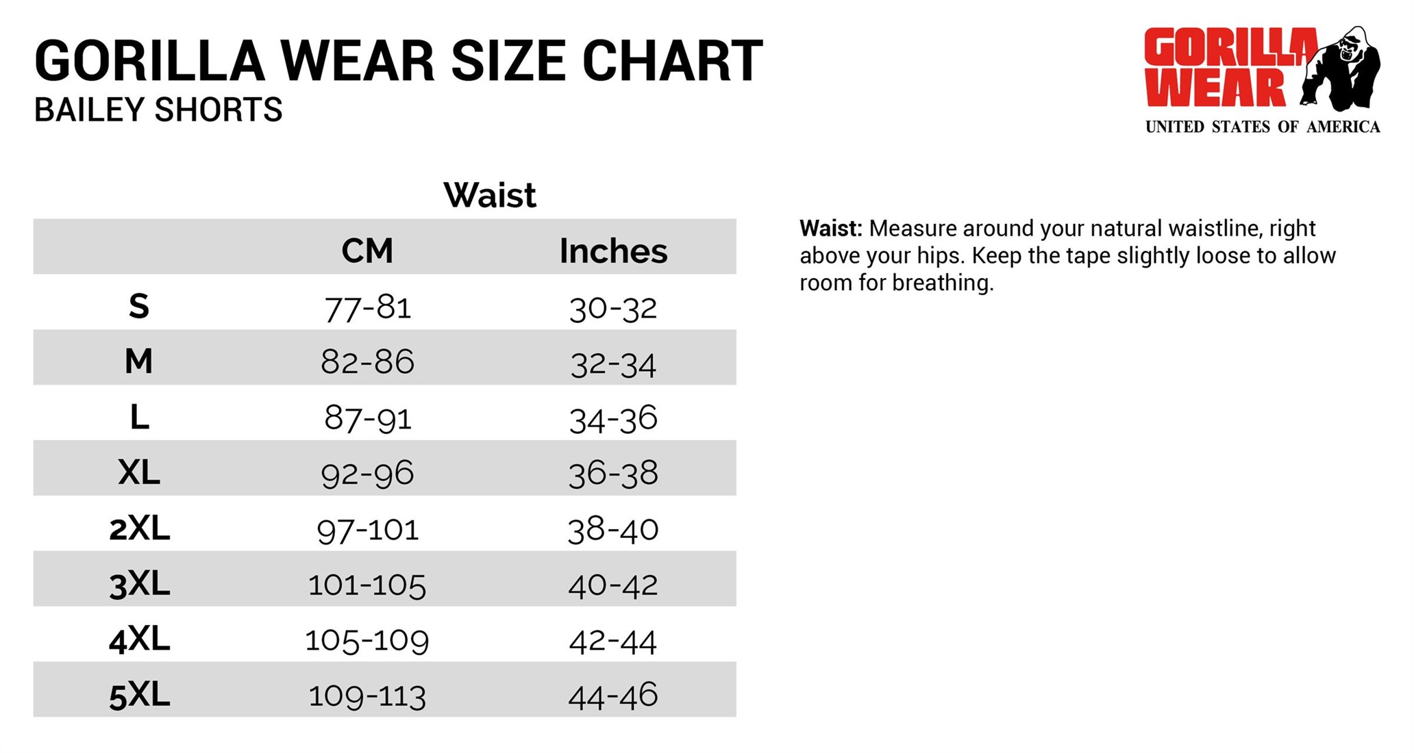 Bailey 44 Size Chart