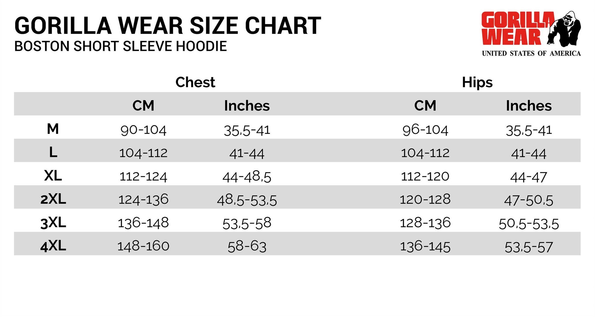 2xl Hoodie Size Chart