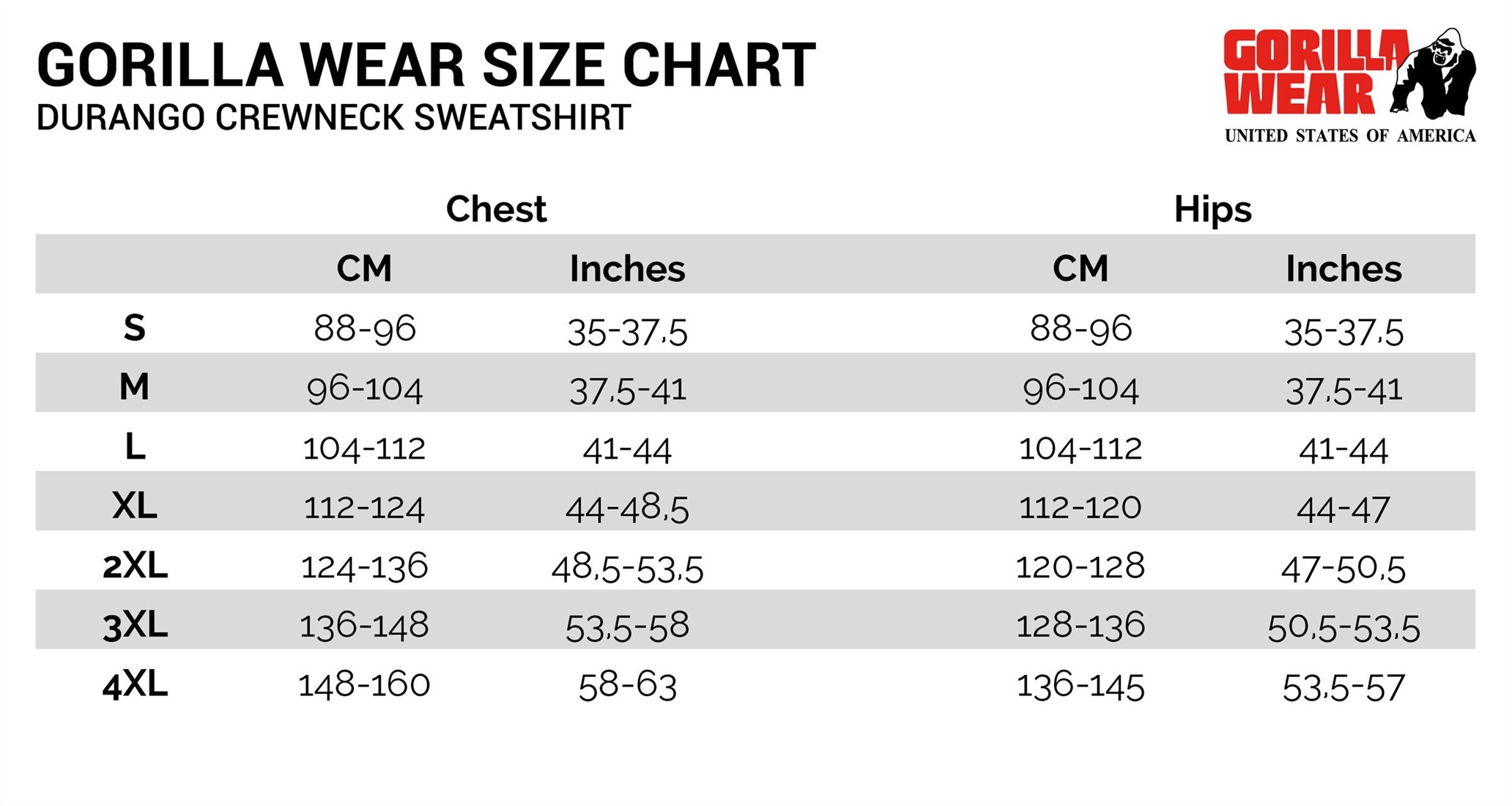 Durango Size Chart
