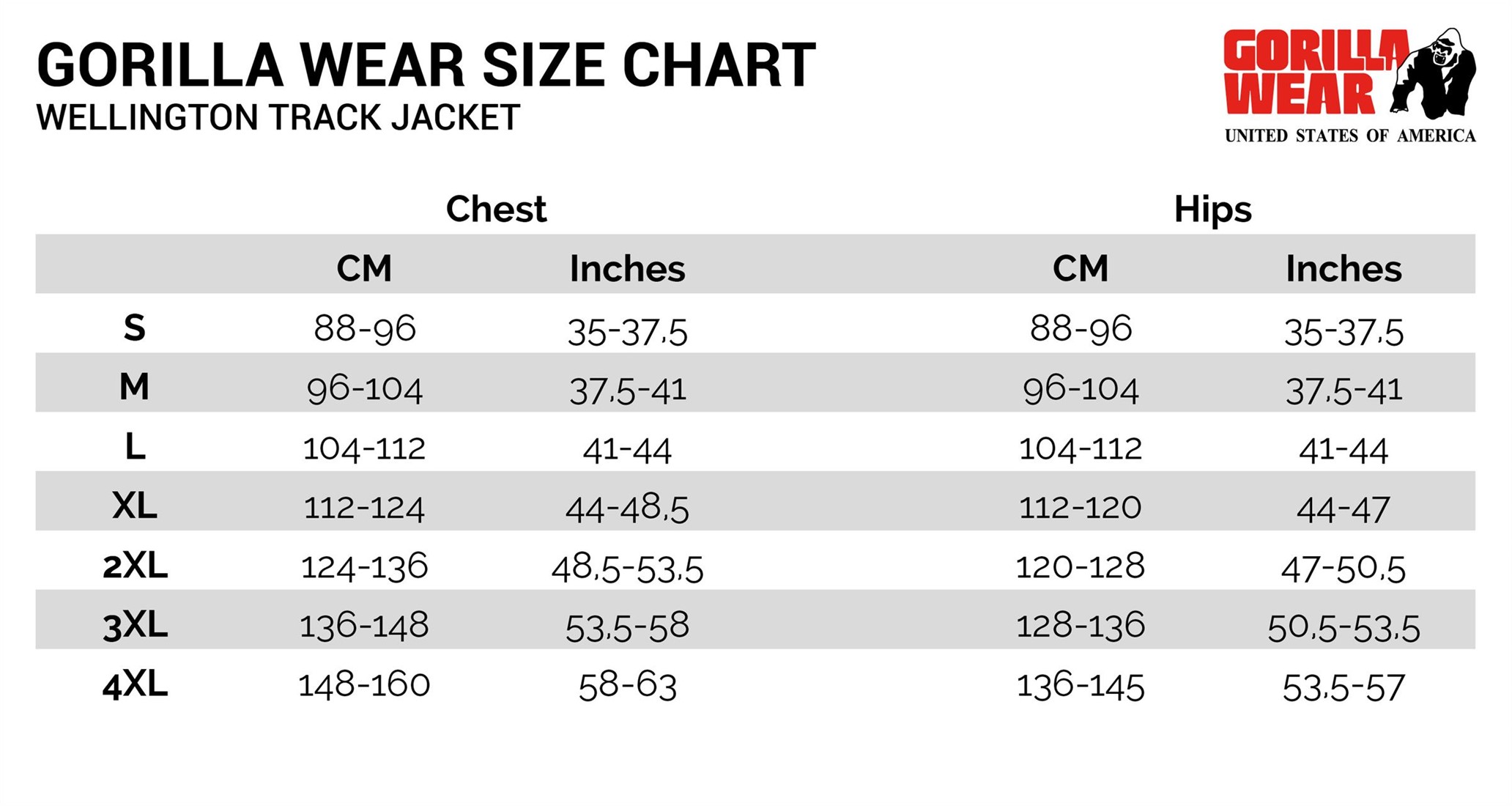 Wellington Show Coat Size Chart